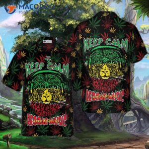Marijuana Lion With Dreadlocks And A Chillum In Hawaiian Shirt