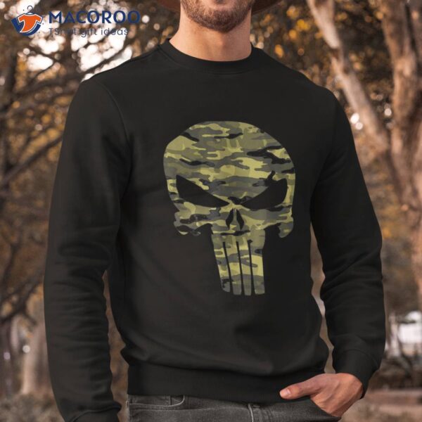 Marvel The Punisher Camo Skull Symbol Shirt