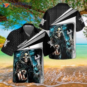 Mechanic Grim Reaper Hawaiian Shirt, Cool Skull Shirt For , Best Gift