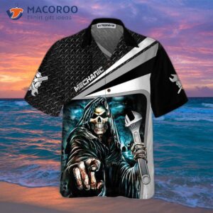 mechanic grim reaper hawaiian shirt cool skull shirt for best gift 2