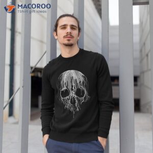 melting skull black white art graphic halloween tshirt sweatshirt 1