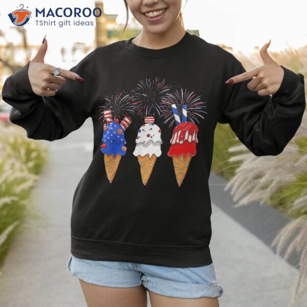 Memorial Day 4th Of July Holiday Patriotic Ice Cream Cones Shirt