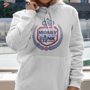 mens white money in the bank 2023 crest shirt hoodie 2