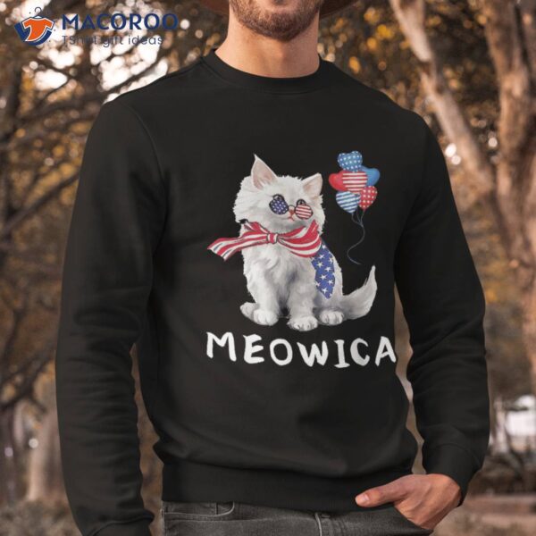 Meowica 4th Of July Cat American Flag Funny Shirt