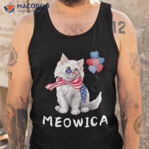 meowica 4th of july cat american flag funny shirt tank top