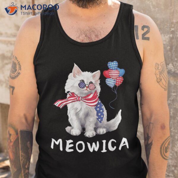 Meowica 4th Of July Cat American Flag Funny Shirt