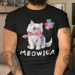 Meowica 4th Of July Cat American Flag Funny Shirt