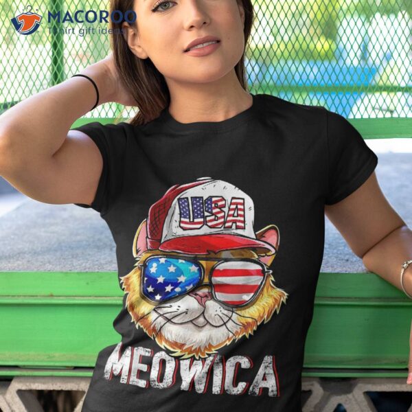 Meowica American Flag Cat 4th Of July Trucker Hat Costume Shirt