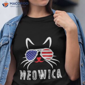 meowica cat 4th july sunglasses merica american flag shirt tshirt