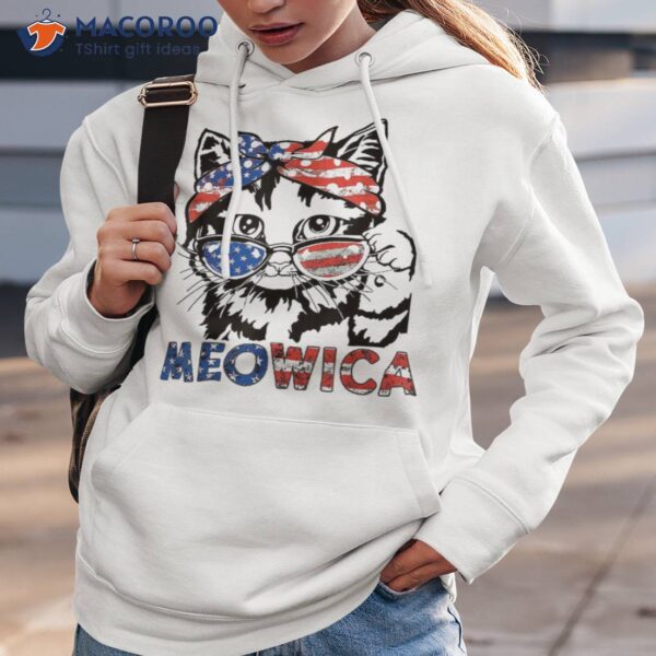 Meowica Cat Sunglasses American Flag 4th Of July Merica Usa Shirt