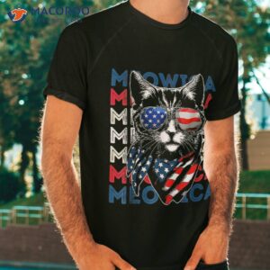 Meowica Cat Sunglasses American Flag Usa 4th Of July Shirt
