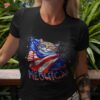 Meowica Cat Sunglasses Merica American Flag 4th Of July Shirt