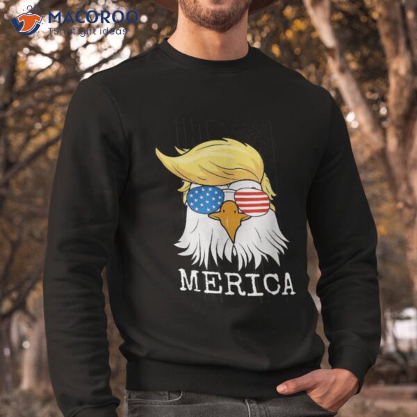 Merica Bald Eagle 4th Of July Trump American Flag Funny Gift Shirt