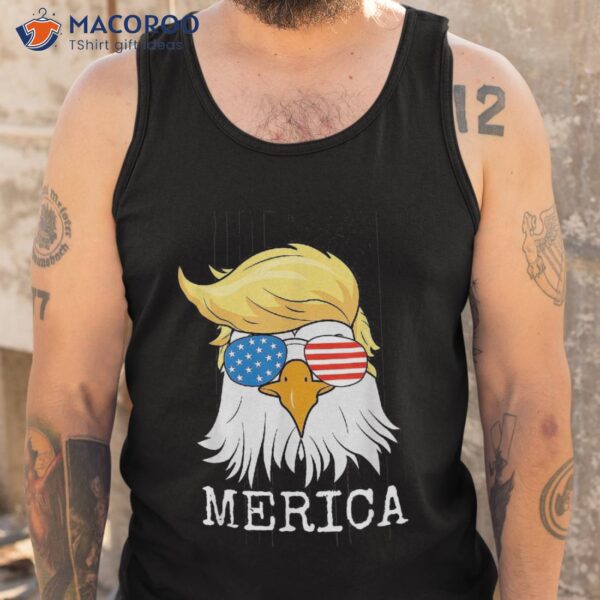 Merica Bald Eagle 4th Of July Trump American Flag Funny Gift Shirt