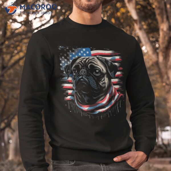 Merica Pug Dog American Flag 4th Of July Shirt