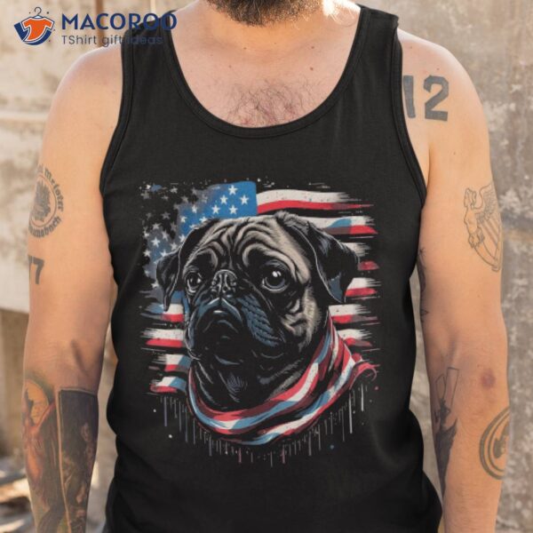 Merica Pug Dog American Flag 4th Of July Shirt