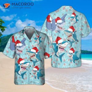 Merry Christmas Shark Santa Hat Hawaiian Shirt, Funny Shirt For Day