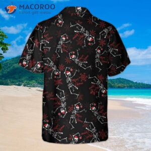 merry christmas skeleton hawaiian shirt dancing gift idea 0
