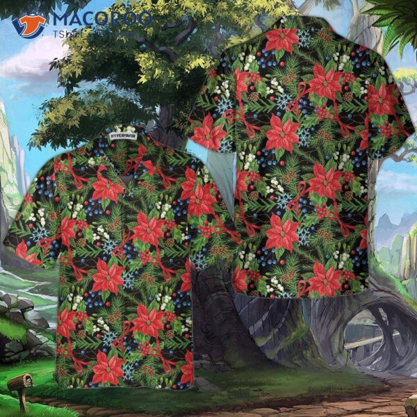 Merry Christmas Winter Floral Hawaiian Shirt