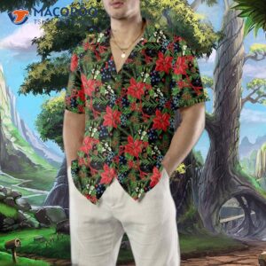 merry christmas winter floral hawaiian shirt 3