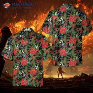 merry christmas winter floral hawaiian shirt 4