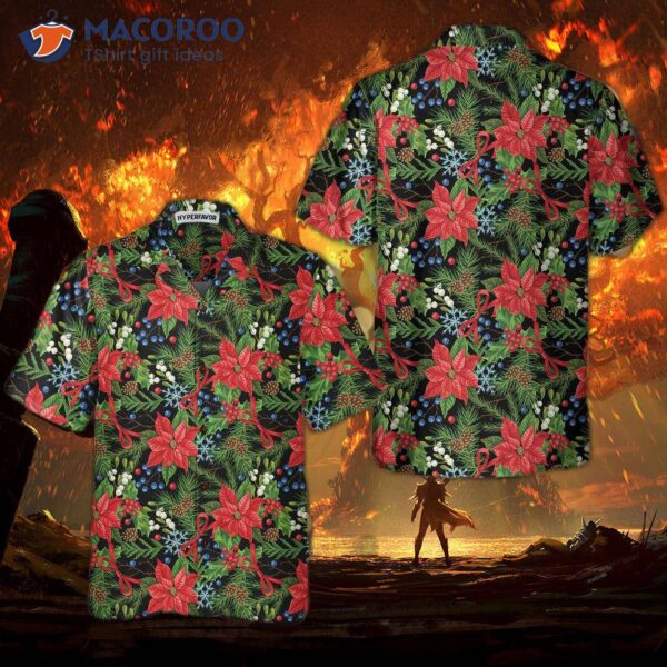 Merry Christmas Winter Floral Hawaiian Shirt