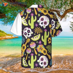 Mexican Skull Guitar Flag Hawaiian Shirt