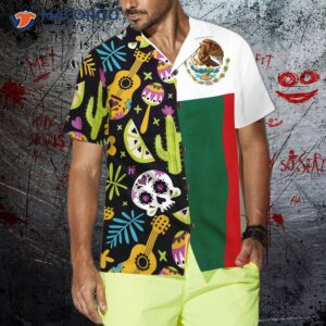 Mexican Skull Guitar Flag Hawaiian Shirt