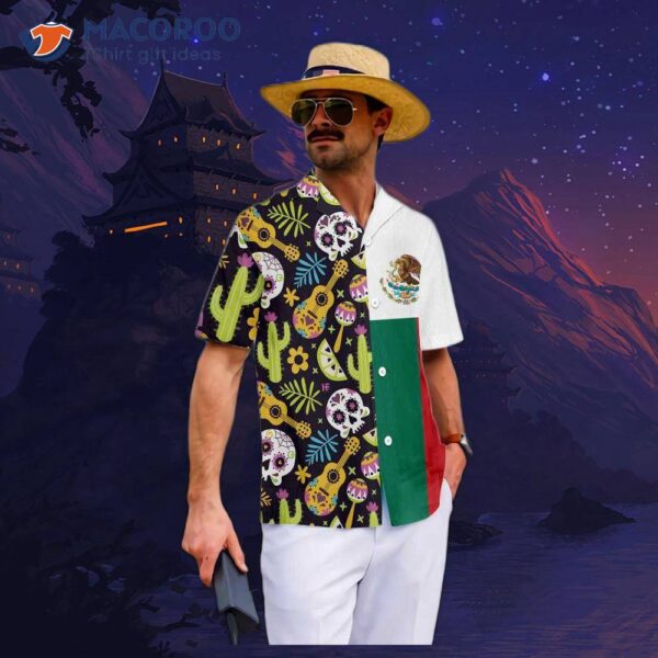 Mexican Skull Guitar Flag Hawaiian Shirt