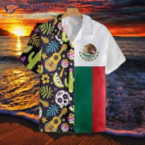 mexican skull guitar flag hawaiian shirt 2