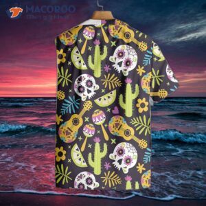 mexican skull guitar flag hawaiian shirt 4