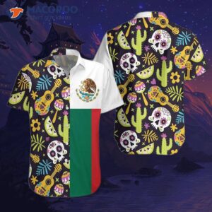 mexican skull guitar flag hawaiian shirt 7