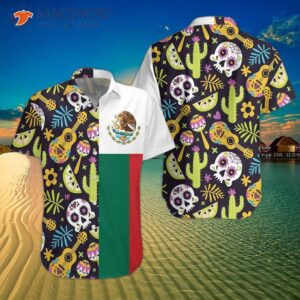 mexican skull guitar flag hawaiian shirt 8