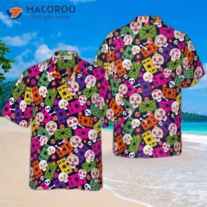 mexican skull patterned hawaiian shirt 2