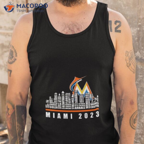 Miami Marlins 2023 Season Team Players Names In City Shirt