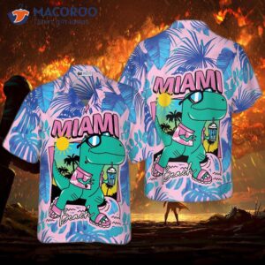 miami south beach cool t rex dinosaur hawaiian shirt 2
