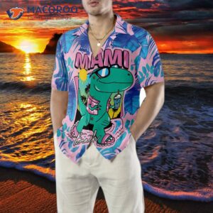 miami south beach cool t rex dinosaur hawaiian shirt 4