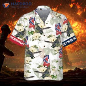 mississippi mockingbird and magnolia hawaiian shirt 1