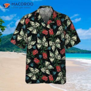 Money-colored Vintage Seamless Pattern With Diamonds Dollar Hawaiian Shirt, Funny Money Shirt Gift For 2 money colored vintage seamless pattern with diamonds dollar hawaiian shirt funny money shirt gift for 2