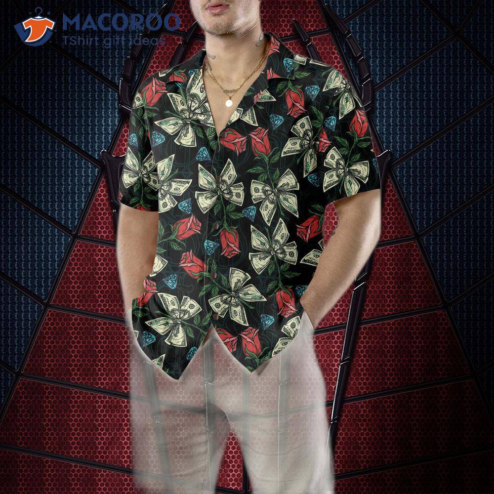 Money-colored Vintage Seamless Pattern With Diamonds Dollar Hawaiian Shirt, Funny Money Shirt Gift For Money-colored Vintage Seamless Pattern With Diamonds Dollar Hawaiian Shirt, Funny Money Shirt Gift For