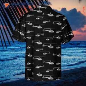 monochrome seamless helicopter pattern hawaiian shirt for black and white 2