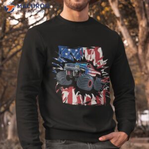 monster truck 4th of july shirt boys american flag usa sweatshirt