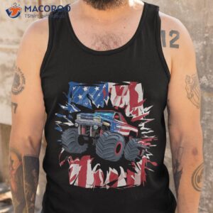 monster truck 4th of july shirt boys american flag usa tank top