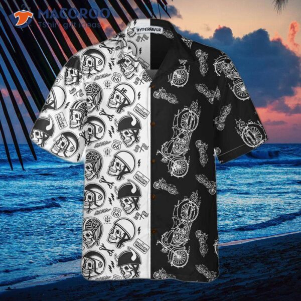 Motorcycles With Skulls And Helmets Hawaiian Shirt