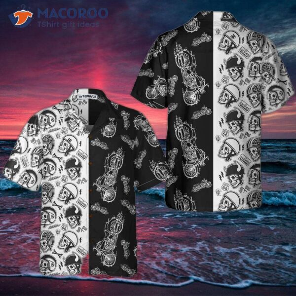 Motorcycles With Skulls And Helmets Hawaiian Shirt