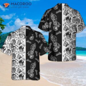 motorcycles with skulls and helmets hawaiian shirt 3