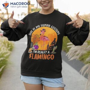 my human costume i m really a flamingo halloween witch lover shirt sweatshirt 1