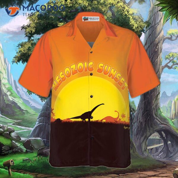 My Mesozoic Sunset Dinosaur Hawaiian Shirt