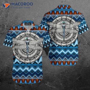 Native American Dragonfly Blue Hawaiian Shirts