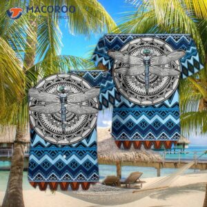 native american dragonfly blue hawaiian shirts 1